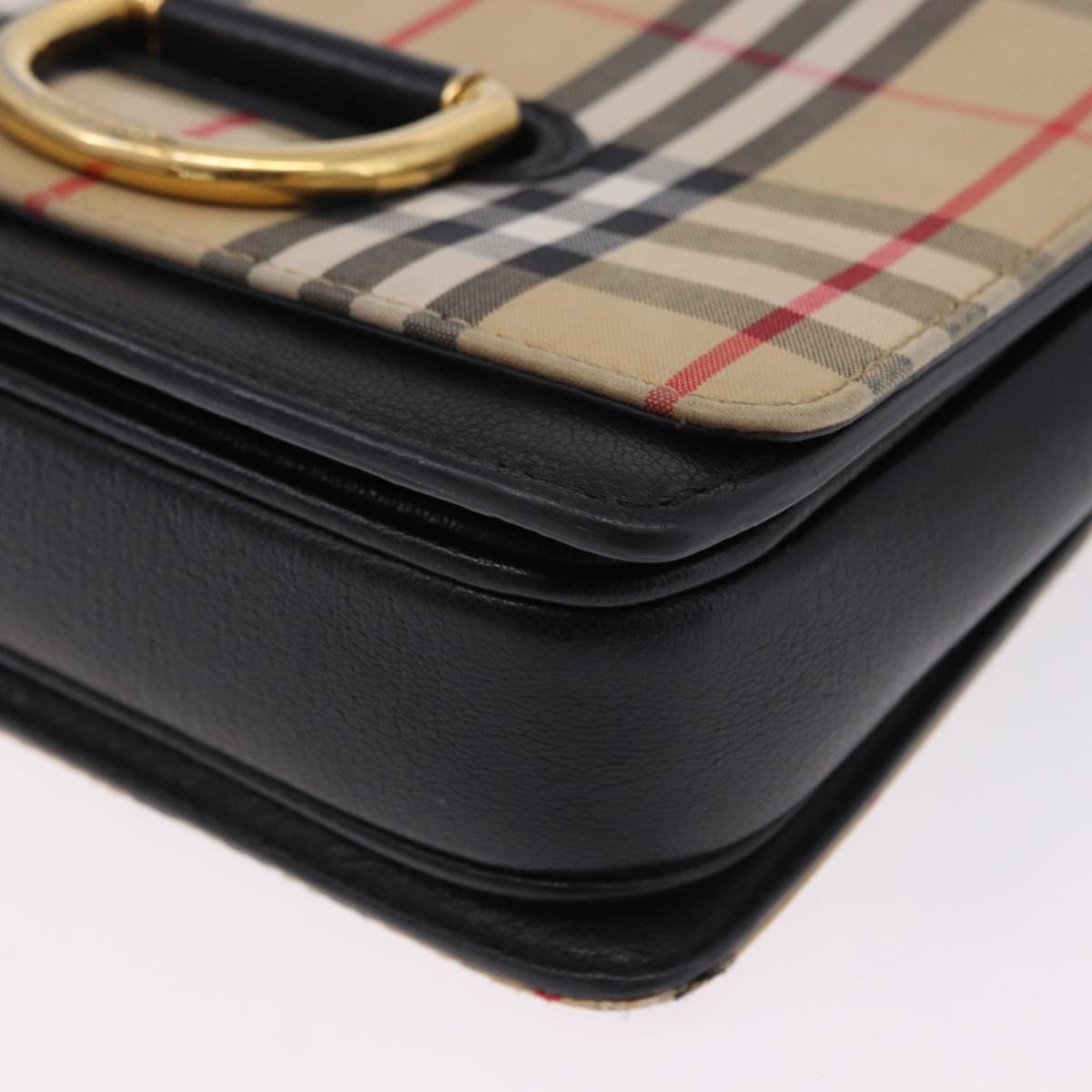 BURBERRY Nova Check Shoulder Bag Canvas Beige Gold Auth ka5594