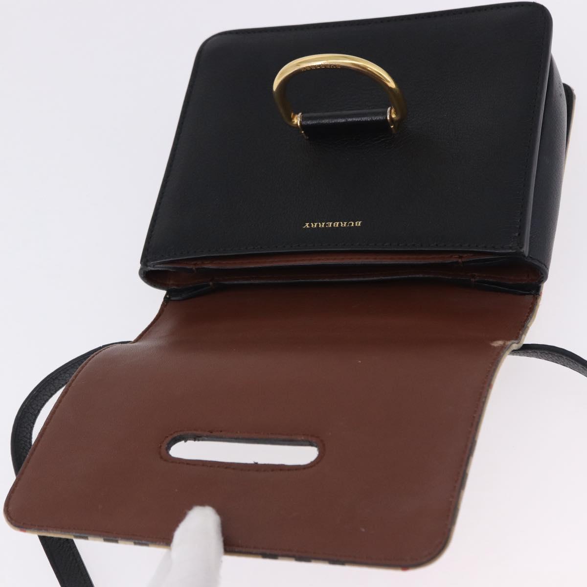 BURBERRY Nova Check Shoulder Bag Canvas Beige Gold Auth ka5594