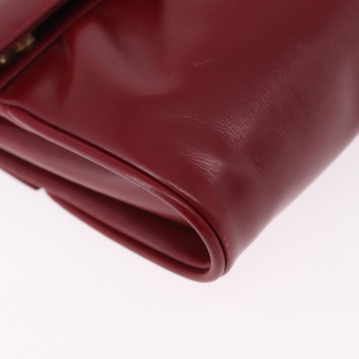 GUCCI Shoulder Bag Leather Red Gold Auth ka5597