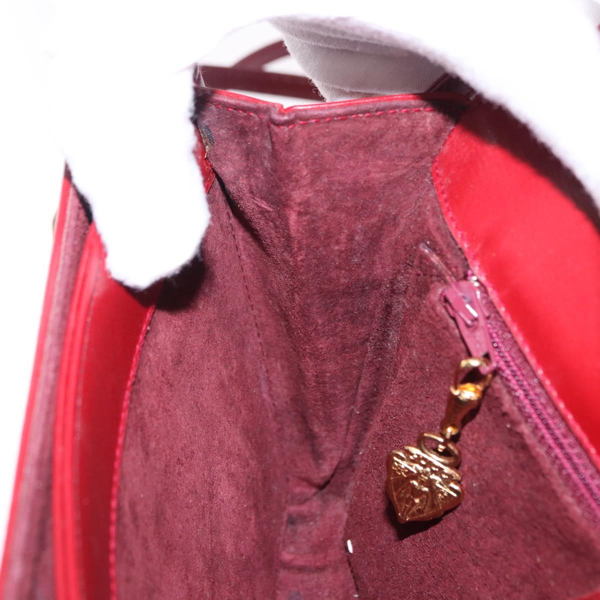 GUCCI Shoulder Bag Leather Red Gold Auth ka5597