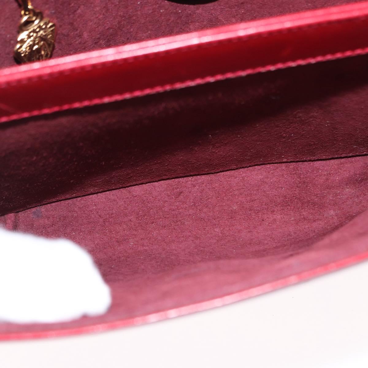 GUCCI Shoulder Bag Leather Red Gold Auth ka5597