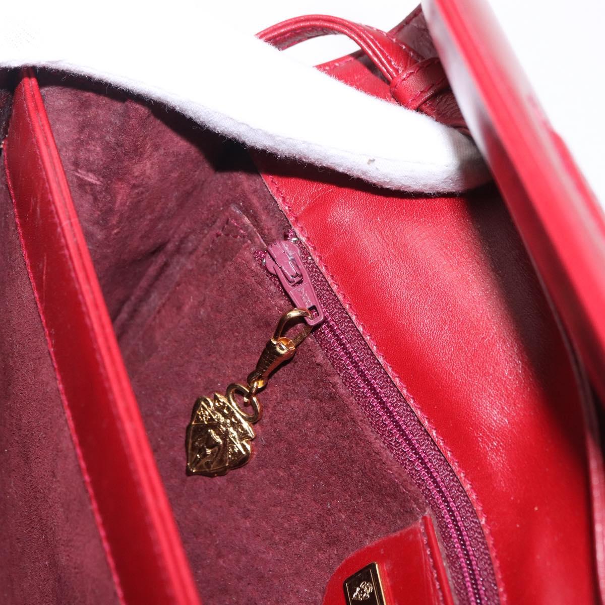 GUCCI Shoulder Bag Leather Red Gold Auth ka5597