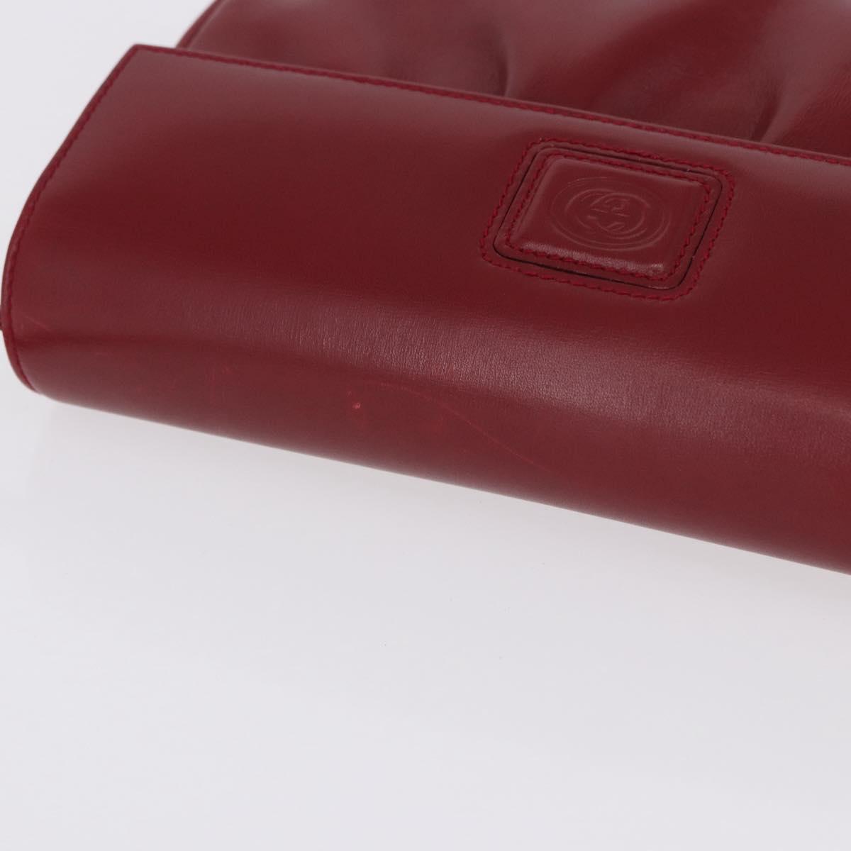 GUCCI Shoulder Bag Leather Red Gold Auth ka5597