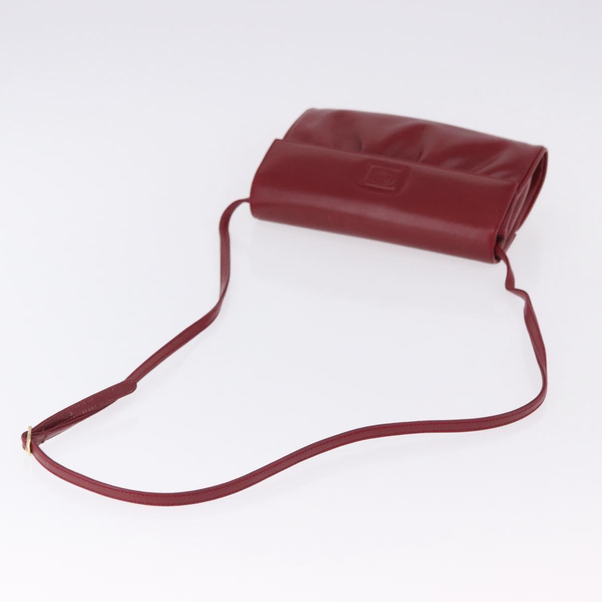 GUCCI Shoulder Bag Leather Red Gold Auth ka5597