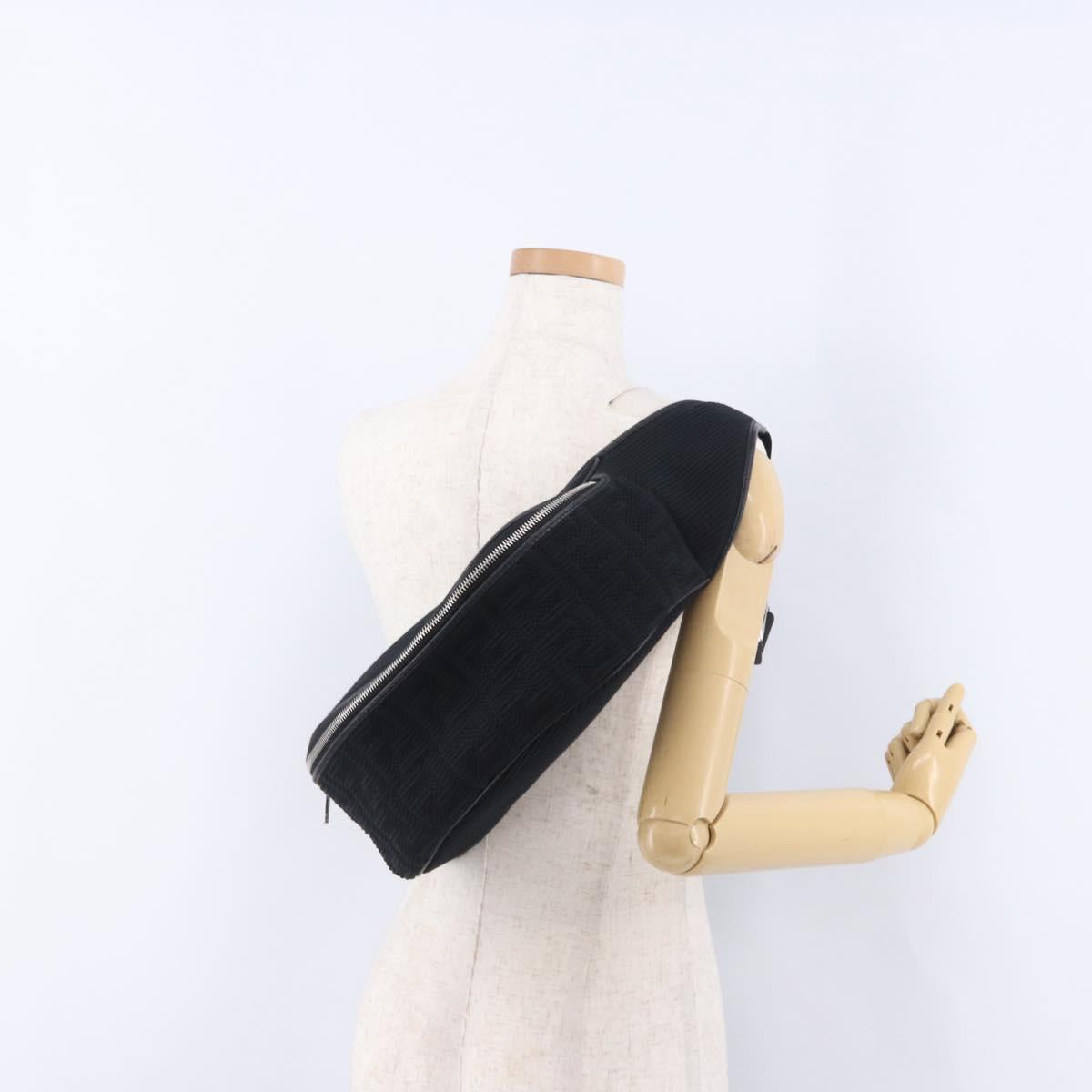 FENDI Shoulder Bag Canvas Black Silver Auth ka5602V