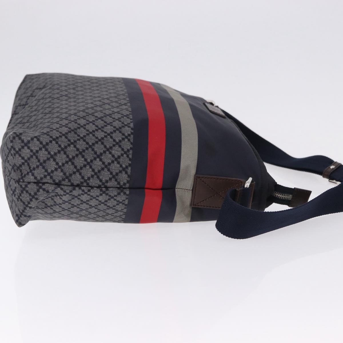 GUCCI Sherry Line Shoulder Bag Nylon Navy Silver 270410 Auth ka5604A