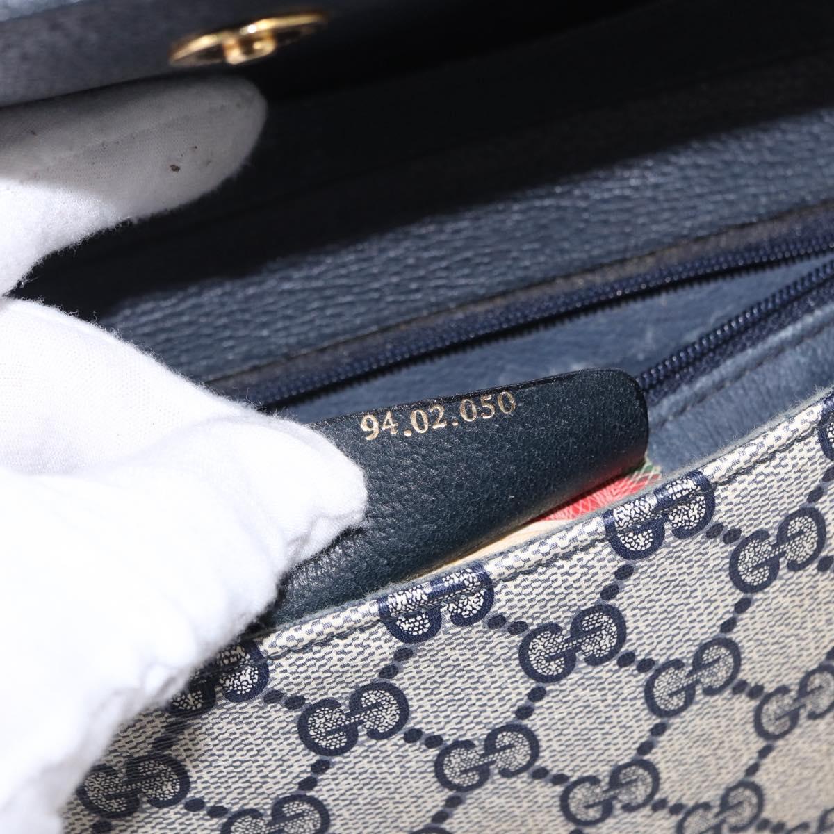 GUCCI GG Supreme Shoulder Bag PVC Navy Gold 94 02 050 Auth ka5606