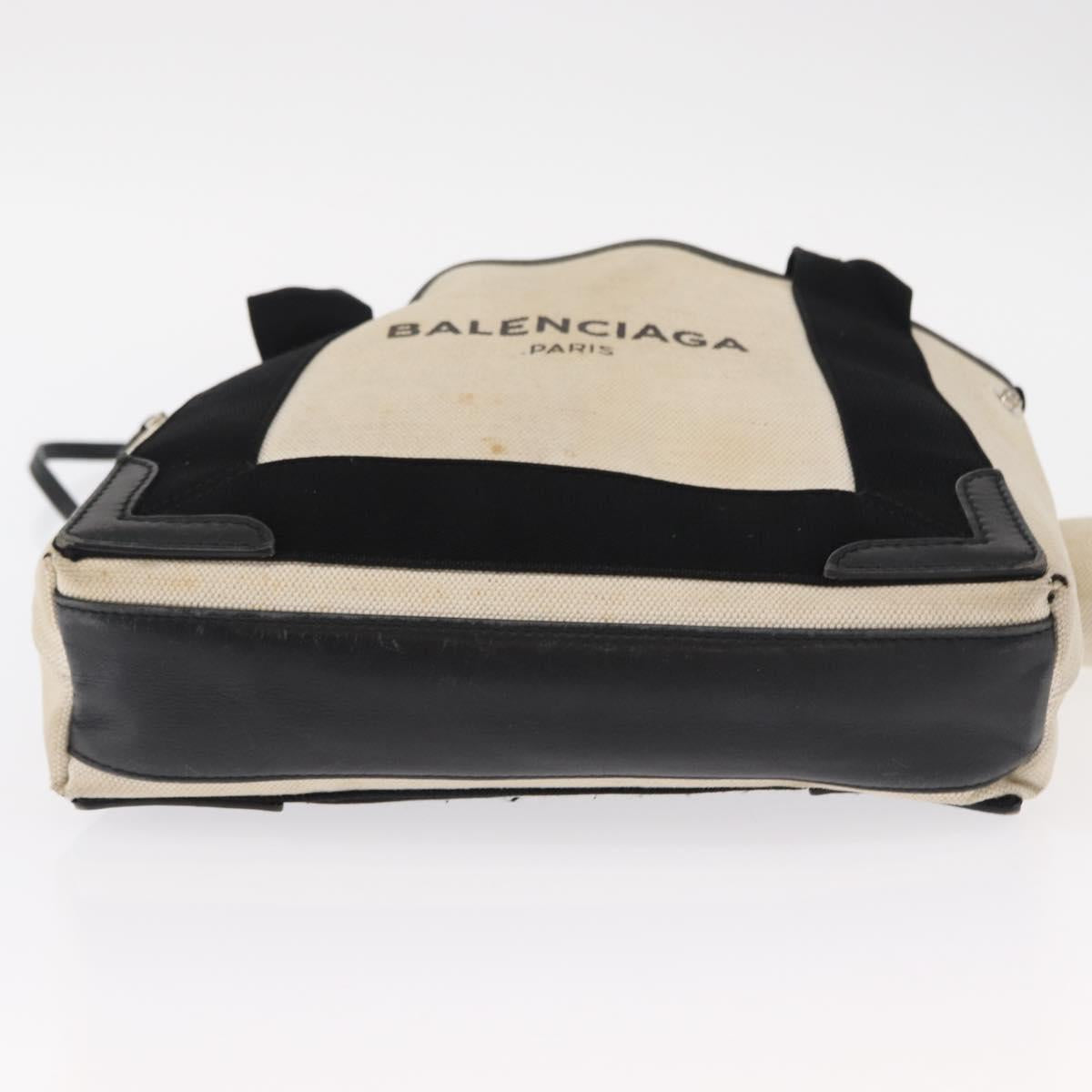 BALENCIAGA Hand Bag Canvas Beige Black Auth ka561