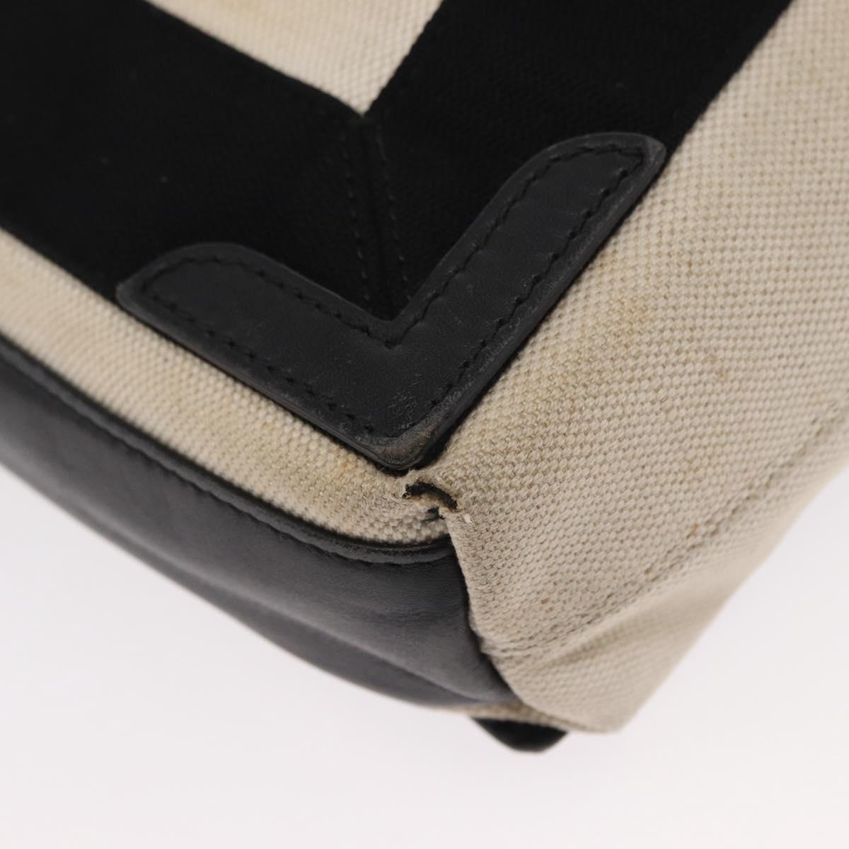 BALENCIAGA Hand Bag Canvas Beige Black Auth ka561