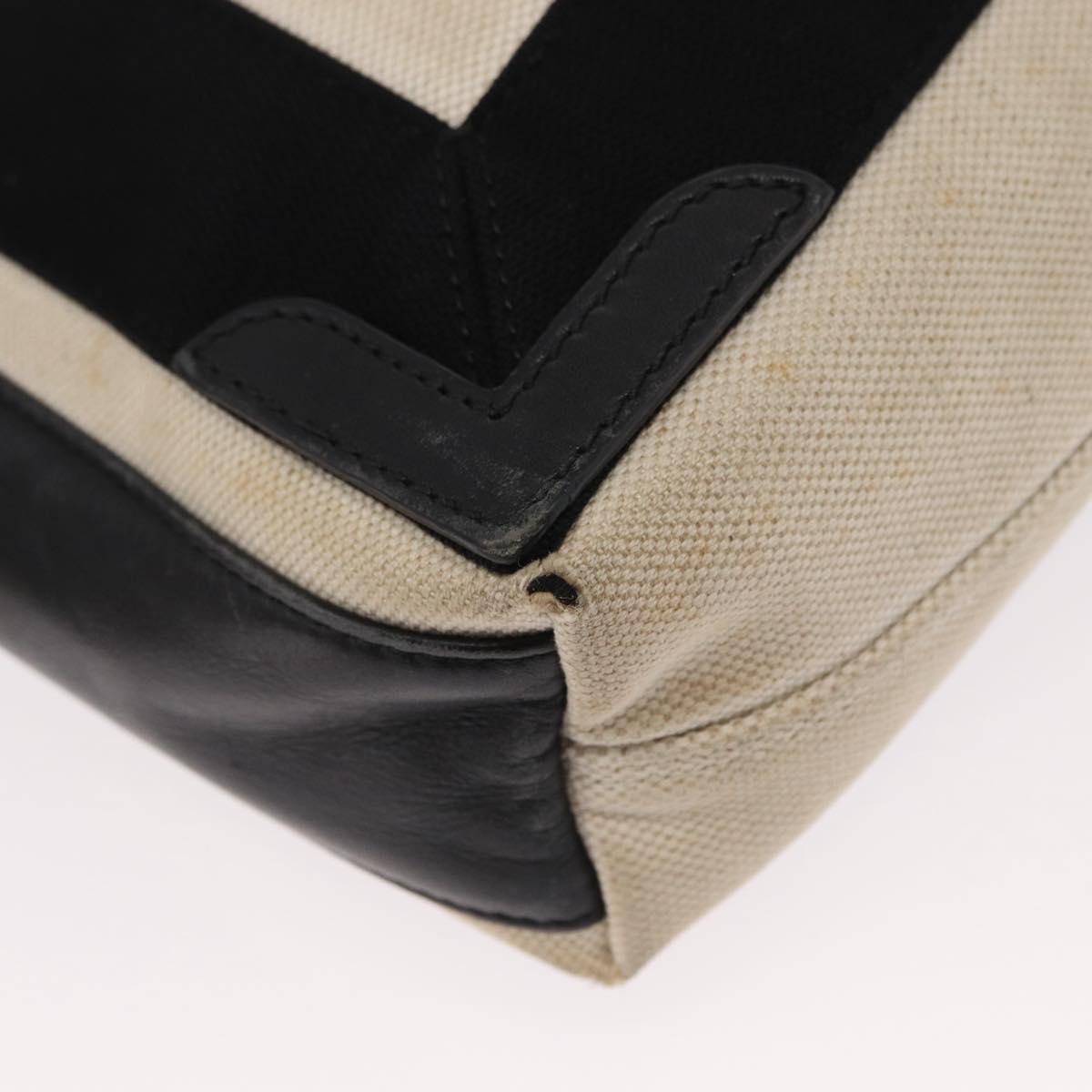 BALENCIAGA Hand Bag Canvas Beige Black Auth ka561