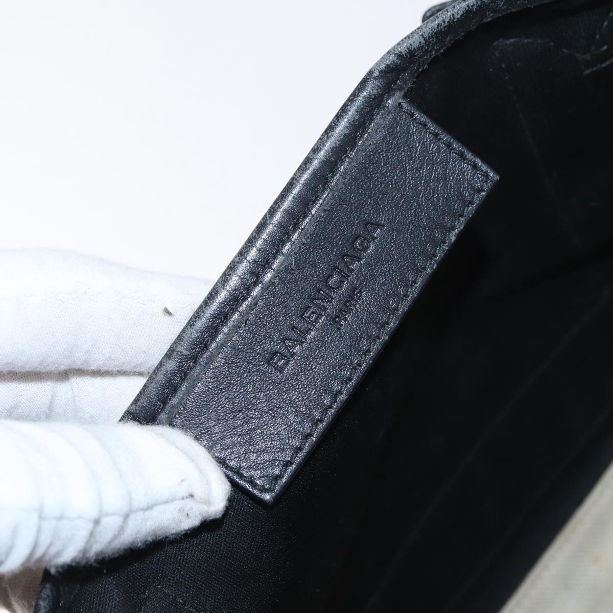 BALENCIAGA Hand Bag Canvas Beige Black Auth ka561