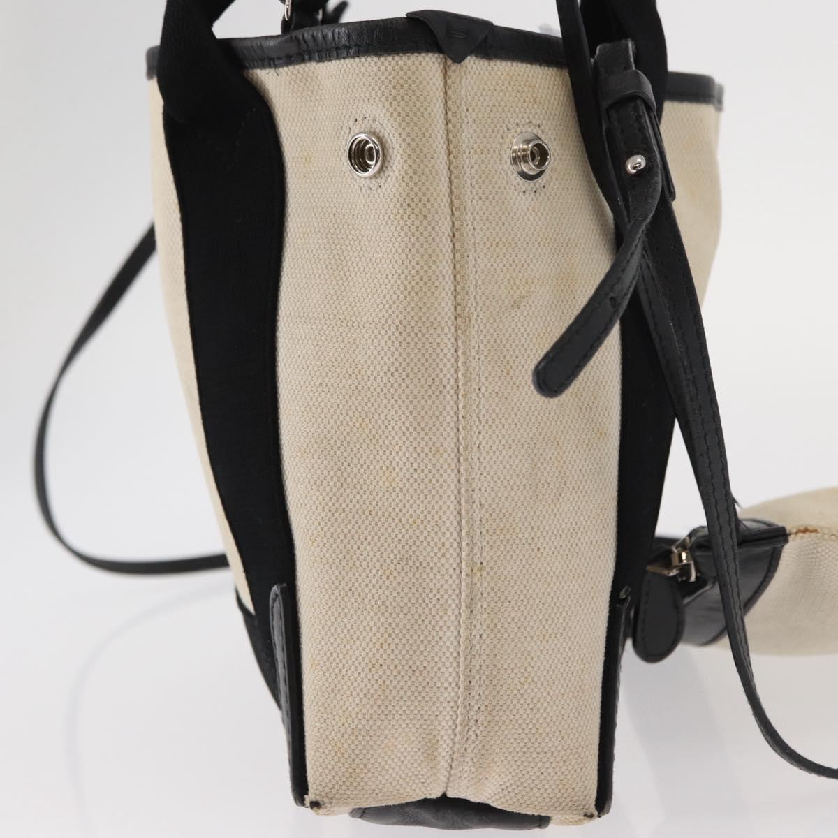 BALENCIAGA Hand Bag Canvas Beige Black Auth ka561