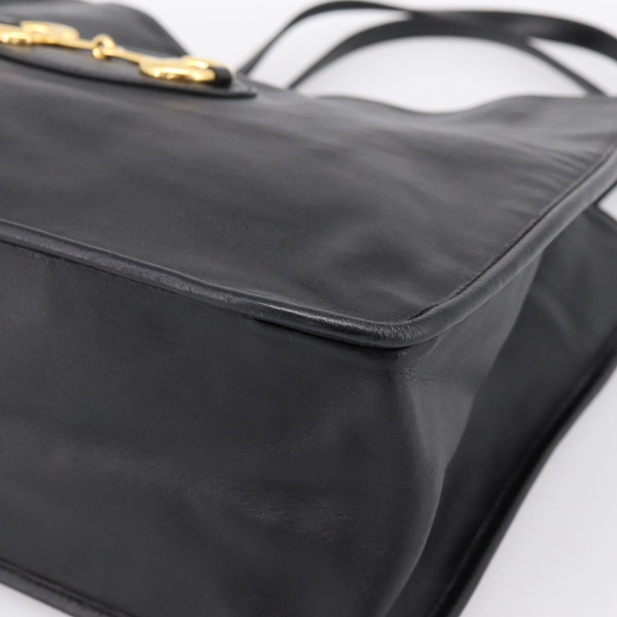 GUCCI Tote Bag Leather Black Gold 623694 Auth ka5612V