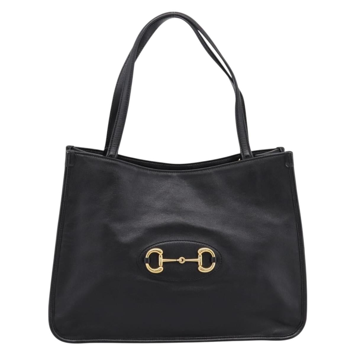 GUCCI Tote Bag Leather Black Gold 623694 Auth ka5612V