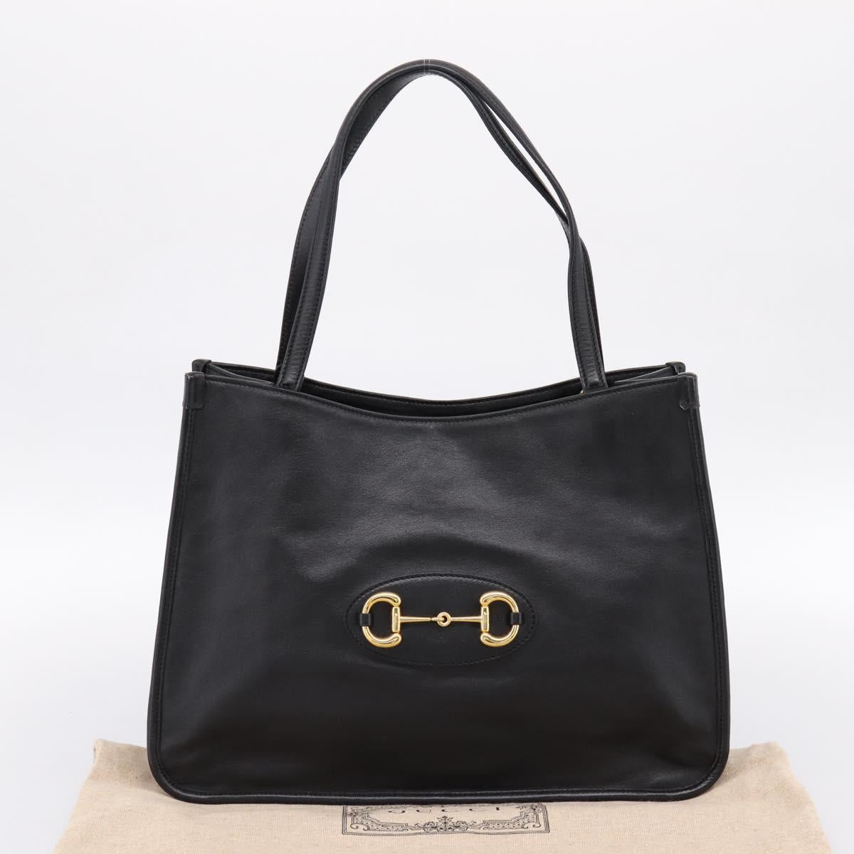 GUCCI Tote Bag Leather Black Gold 623694 Auth ka5612V