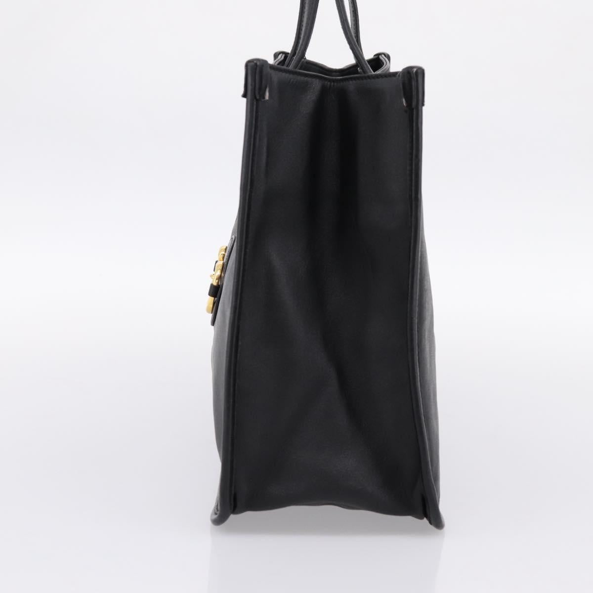GUCCI Tote Bag Leather Black Gold 623694 Auth ka5612V