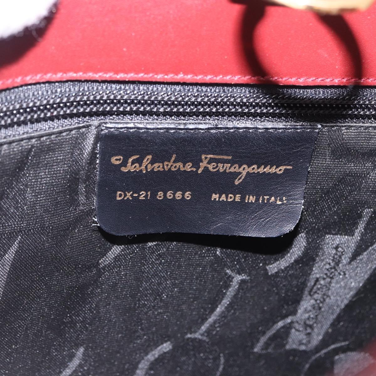 Salvatore Ferragamo Gancini Backpack Leather Bordeaux Gold Auth ka5613A