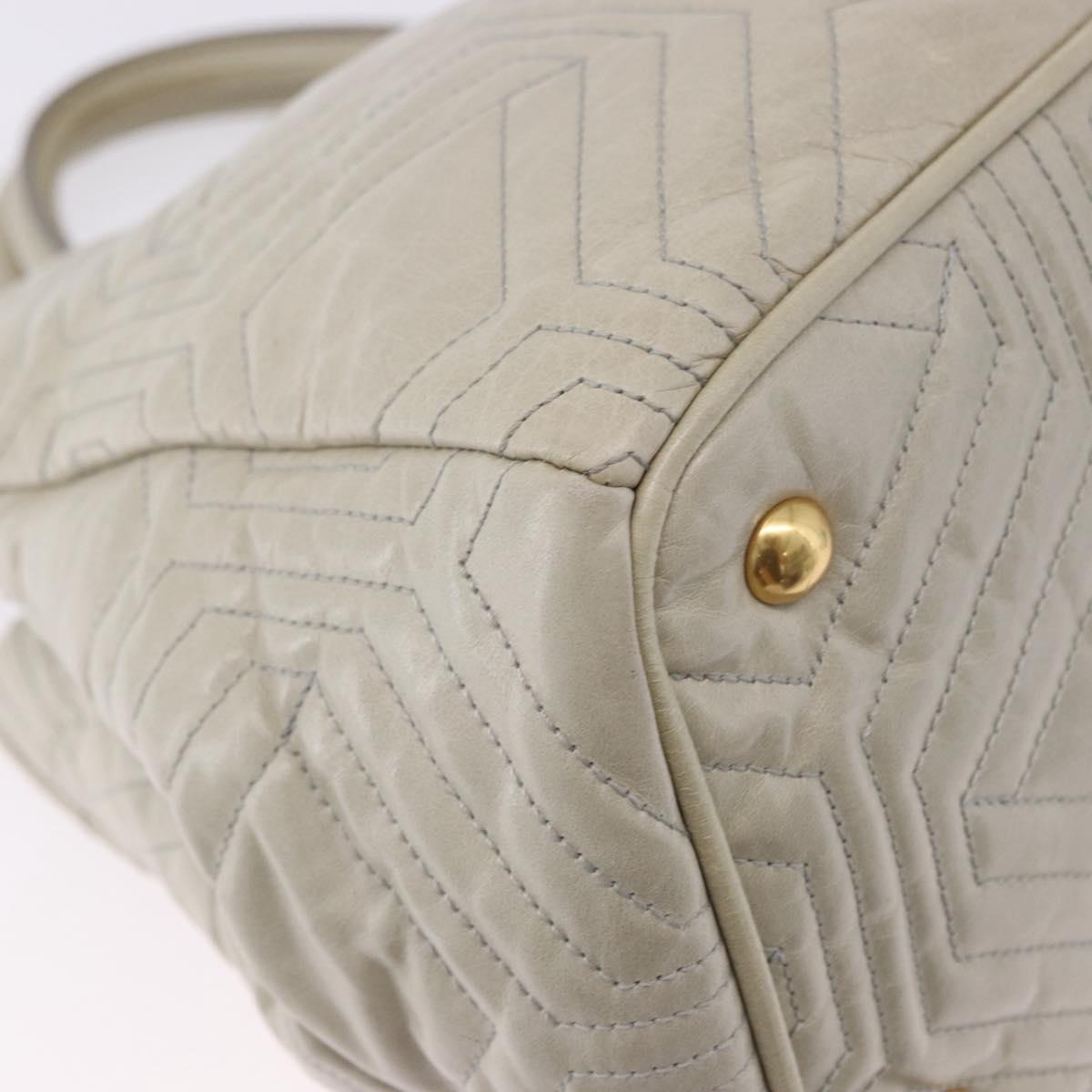 Miu Miu Matelasse Hand Bag Leather 2way Beige Gold Auth ka5616V