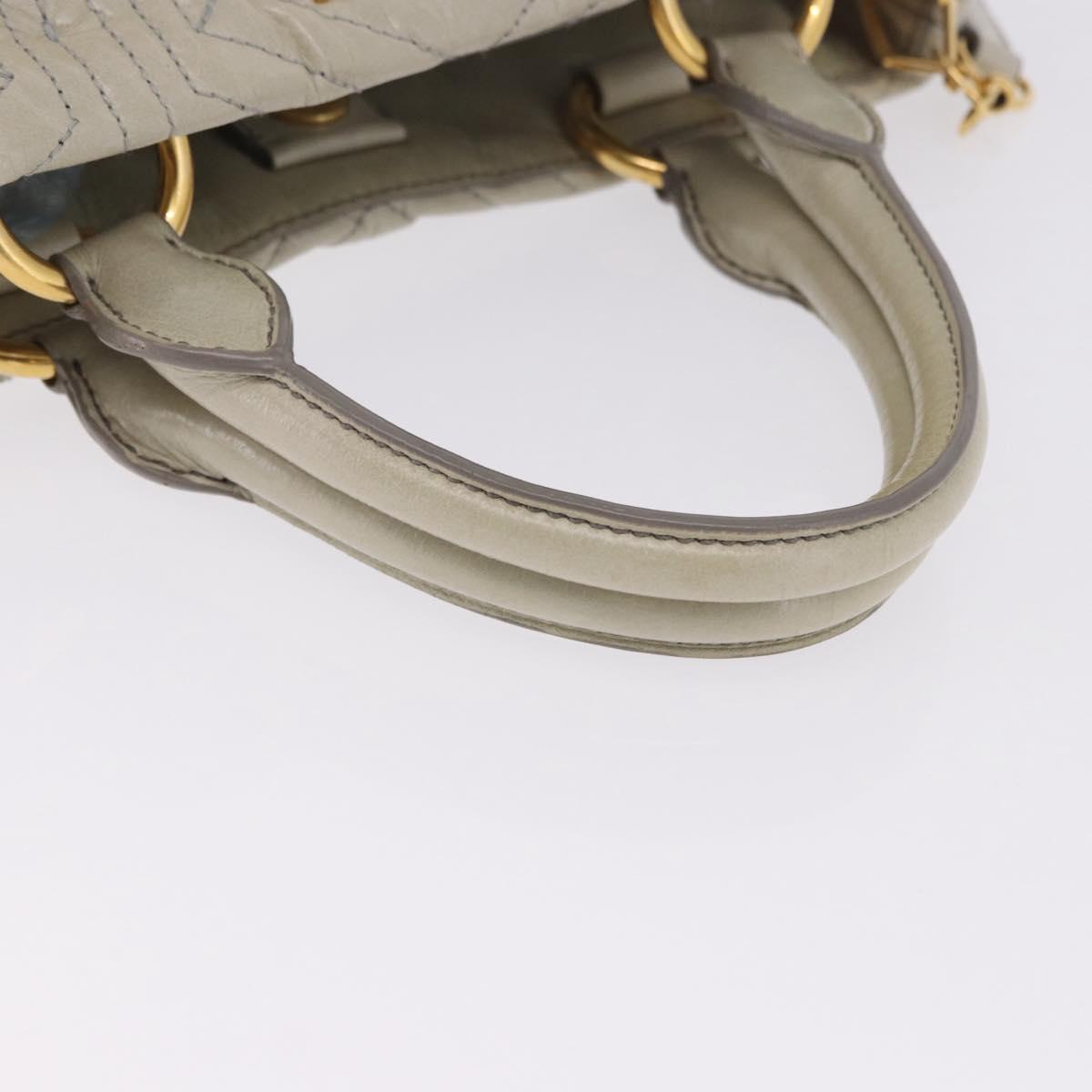 Miu Miu Matelasse Hand Bag Leather 2way Beige Gold Auth ka5616V