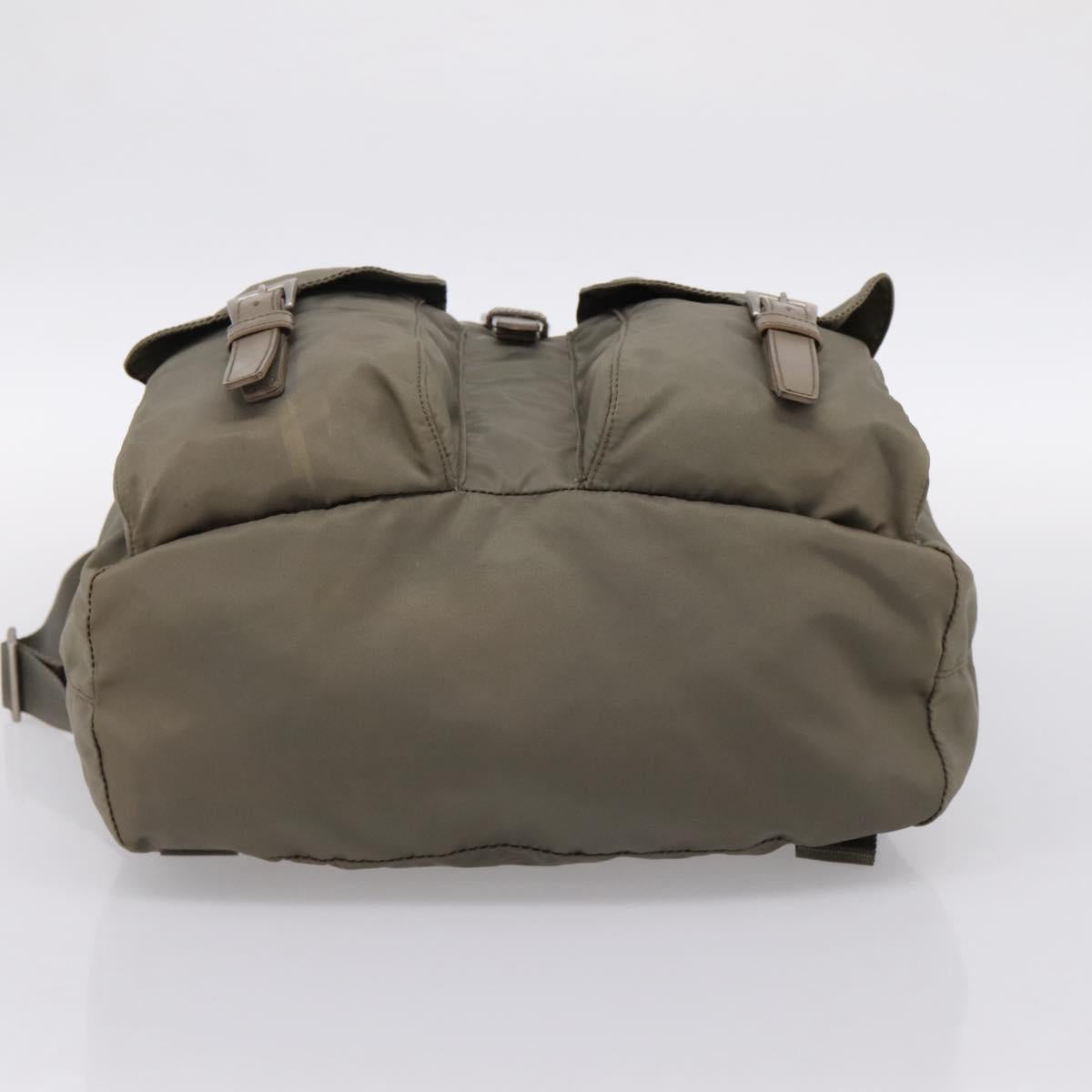 PRADA Backpack Nylon Green Silver Auth ka5619A