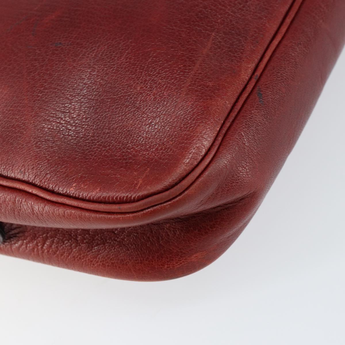 Christian Dior Shoulder Bag Leather Red Gold Auth ka562