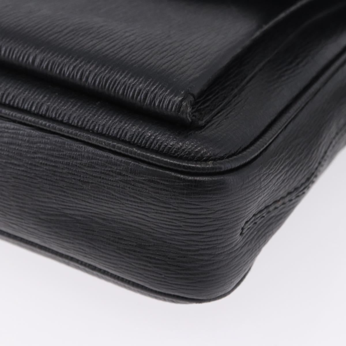 Salvatore Ferragamo Shoulder Bag Leather Black Silver Auth ka5625