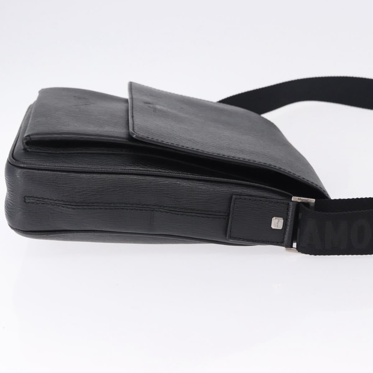 Salvatore Ferragamo Shoulder Bag Leather Black Silver Auth ka5625