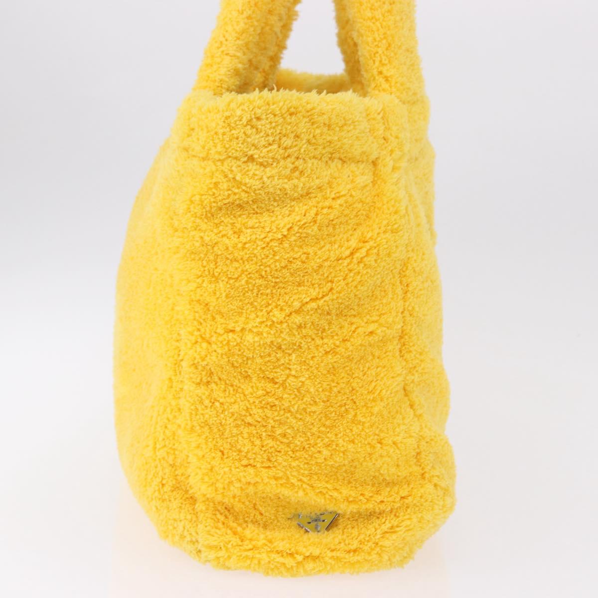 PRADA Tote Bag Pile Yellow Silver Auth ka5626V