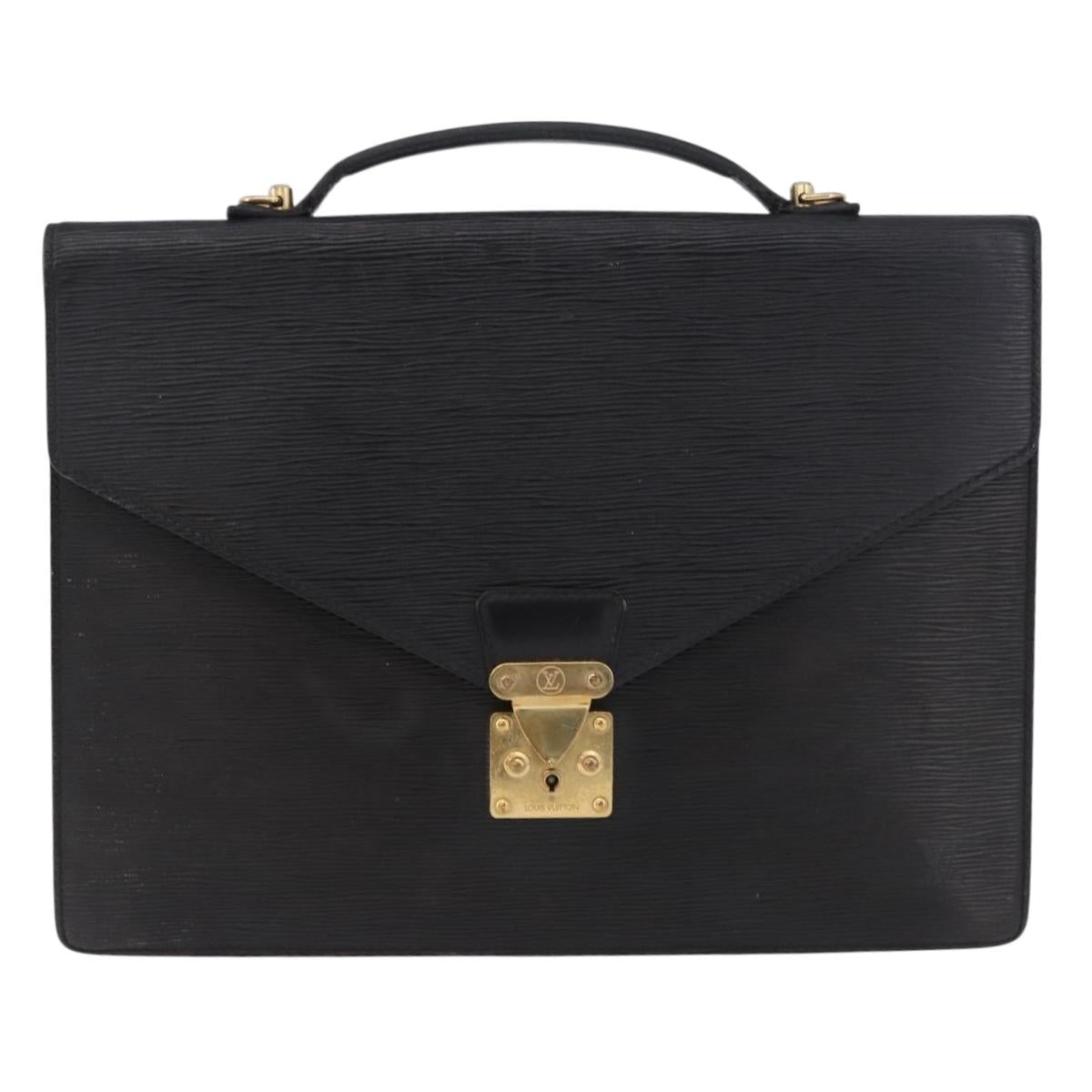 LOUIS VUITTON Epi Porte Documents Bandouliere Briefcase Black M54462 Auth ka5630