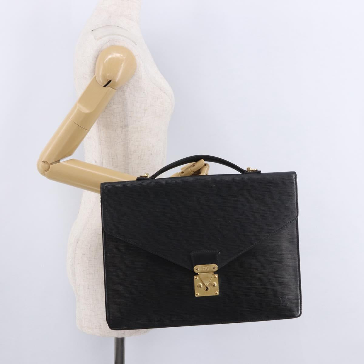 LOUIS VUITTON Epi Porte Documents Bandouliere Briefcase Black M54462 Auth ka5630