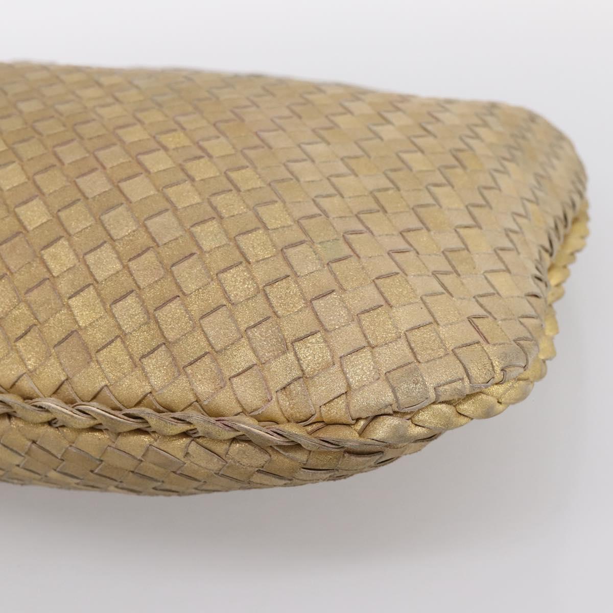 BOTTEGA VENETA INTRECCIATO Hobo Shoulder Bag Leather Gold 115653 Auth ka5633V