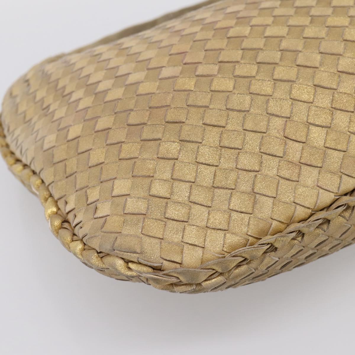 BOTTEGA VENETA INTRECCIATO Hobo Shoulder Bag Leather Gold 115653 Auth ka5633V