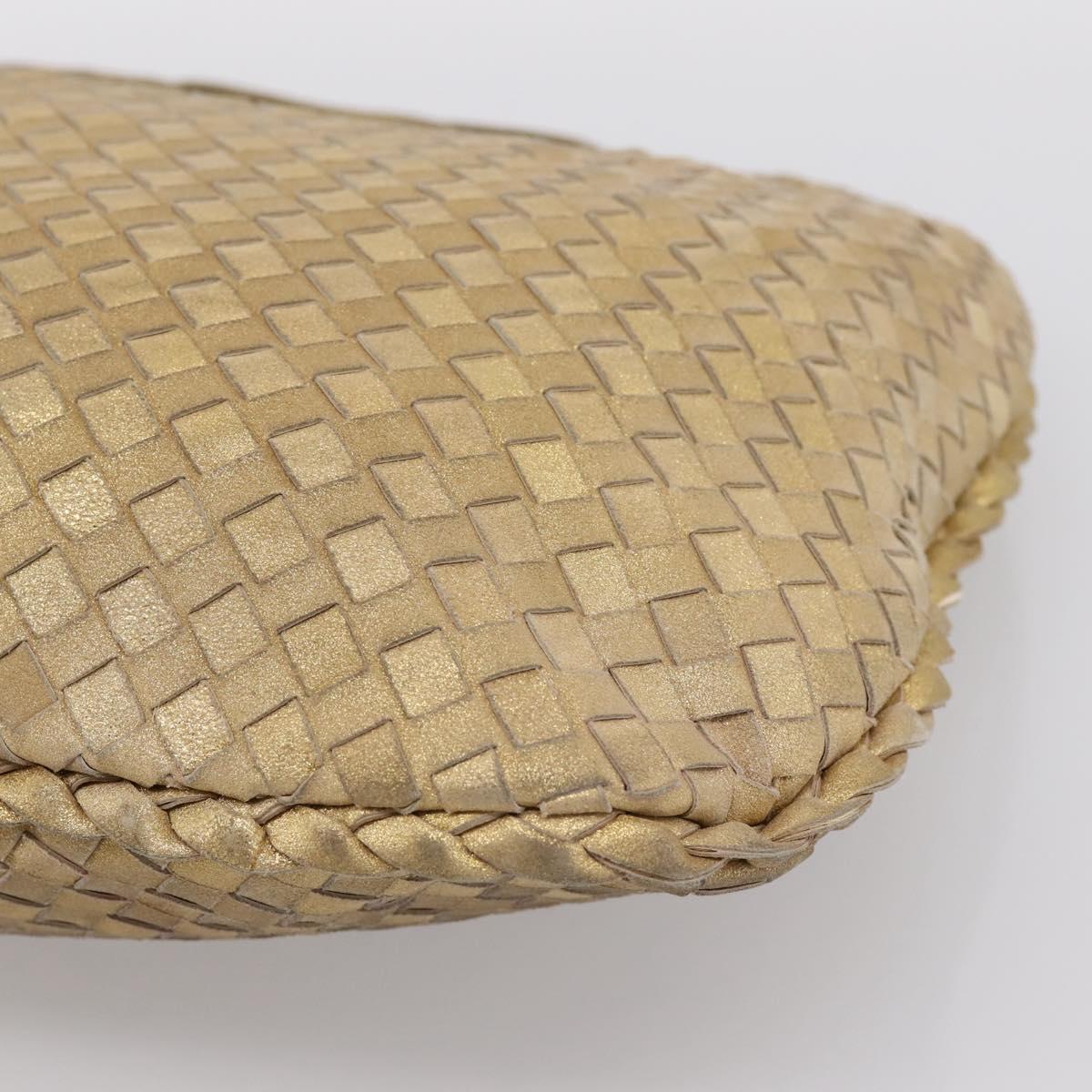 BOTTEGA VENETA INTRECCIATO Hobo Shoulder Bag Leather Gold 115653 Auth ka5633V