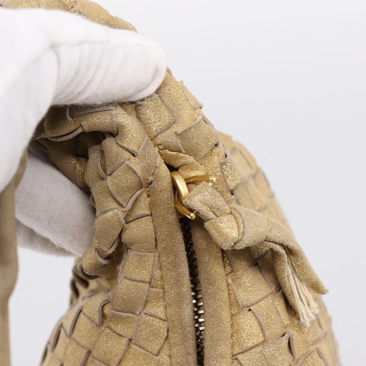 BOTTEGA VENETA INTRECCIATO Hobo Shoulder Bag Leather Gold 115653 Auth ka5633V