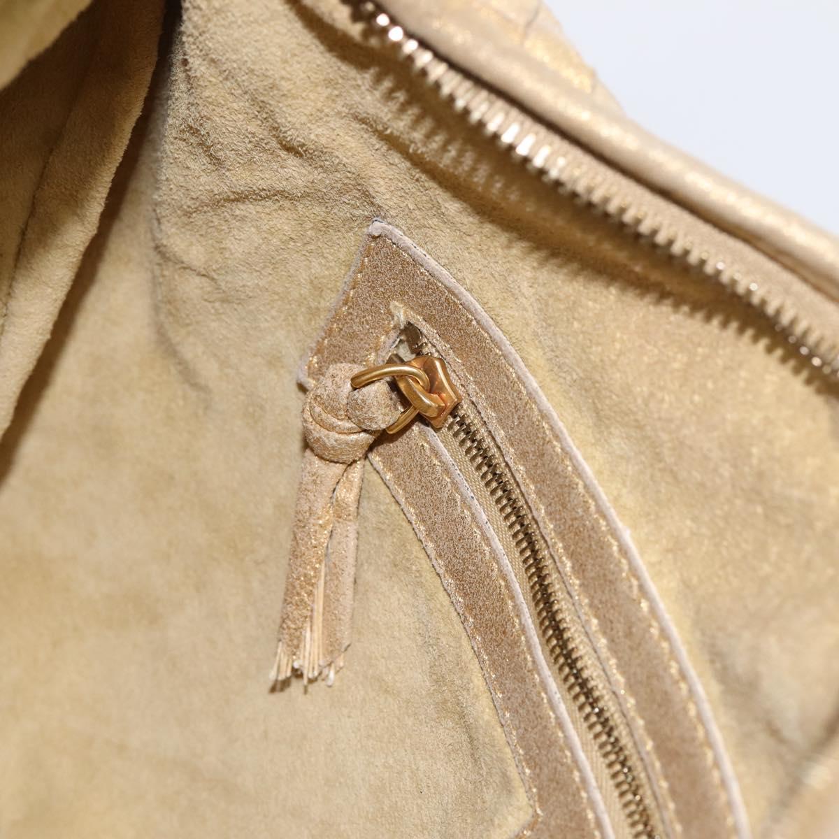 BOTTEGA VENETA INTRECCIATO Hobo Shoulder Bag Leather Gold 115653 Auth ka5633V