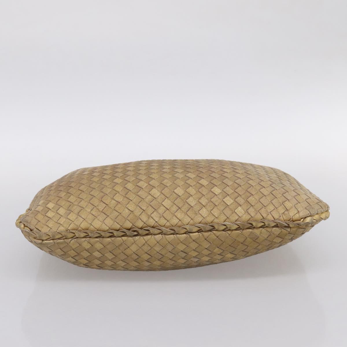 BOTTEGA VENETA INTRECCIATO Hobo Shoulder Bag Leather Gold 115653 Auth ka5633V