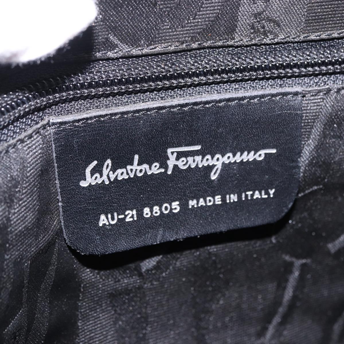 Salvatore Ferragamo Shoulder Bag Leather Black Silver Auth ka5635