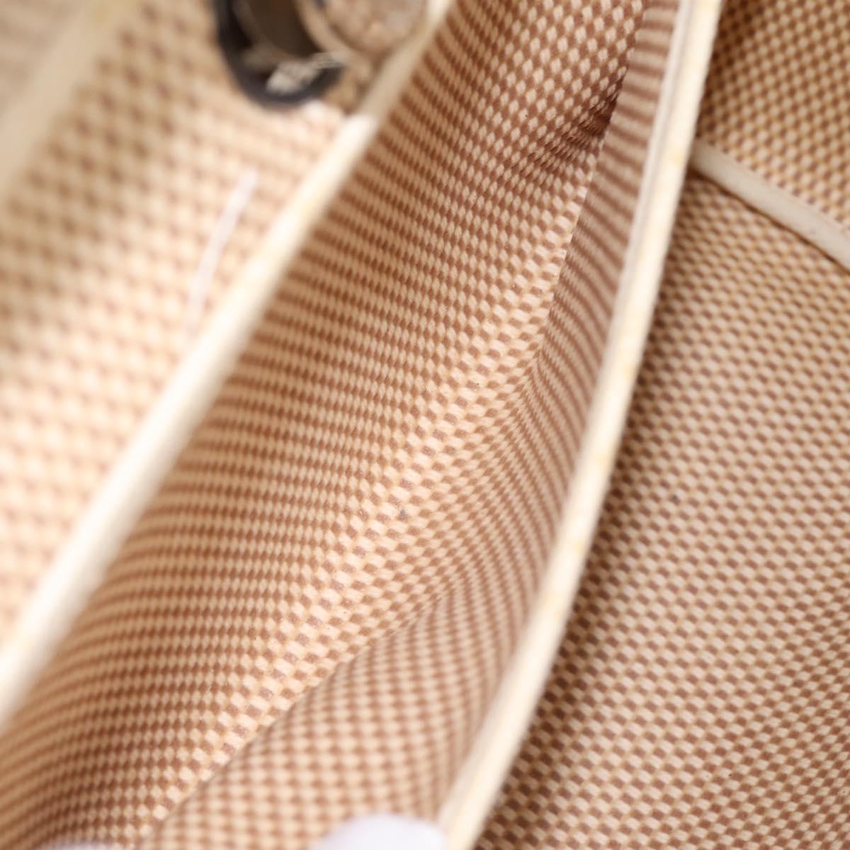 HERMES Herbag Ad PM Backpack Canvas Leather Beige Silver Auth ka5642V