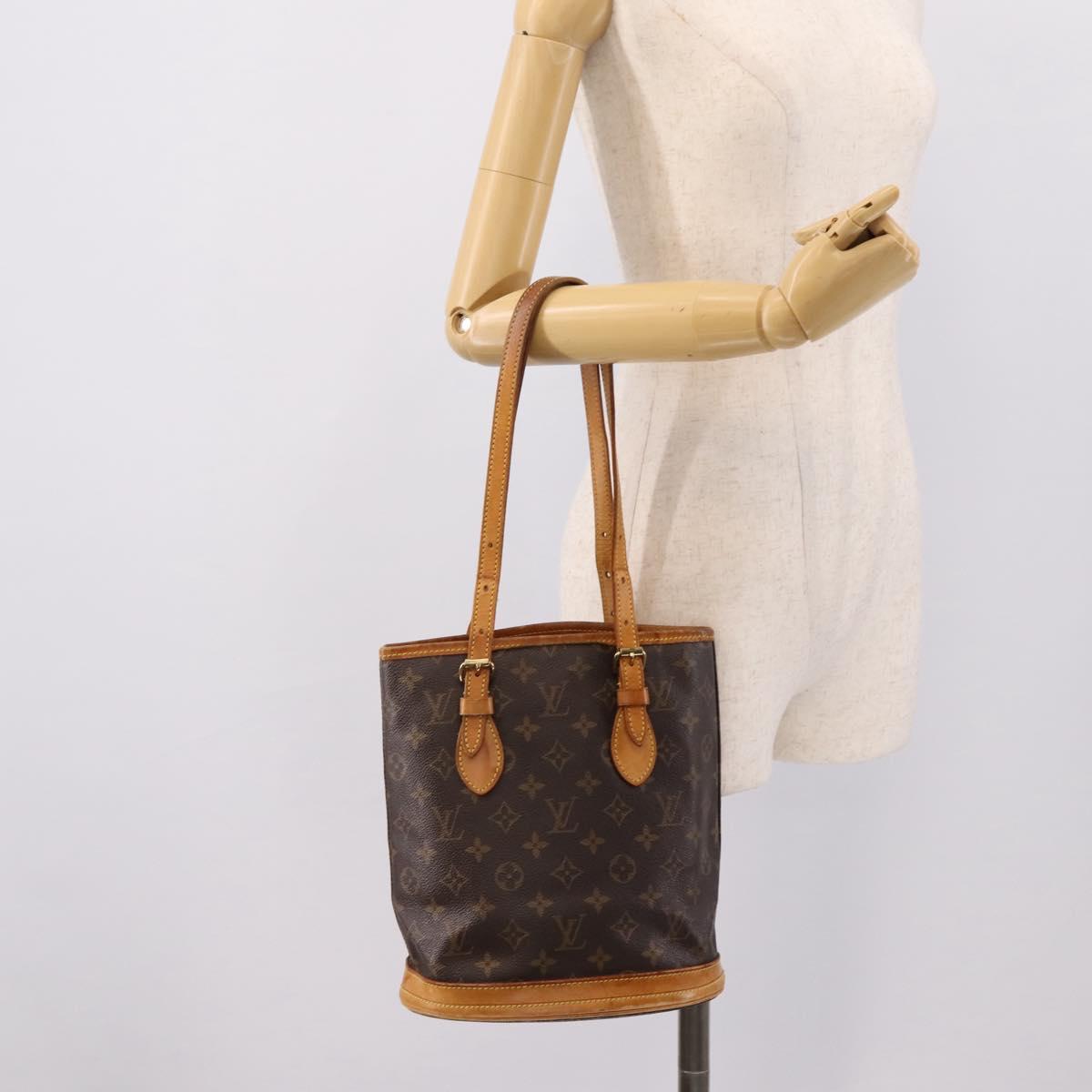 LOUIS VUITTON Monogram Bucket PM Shoulder Bag M42238 LV Auth ka5644