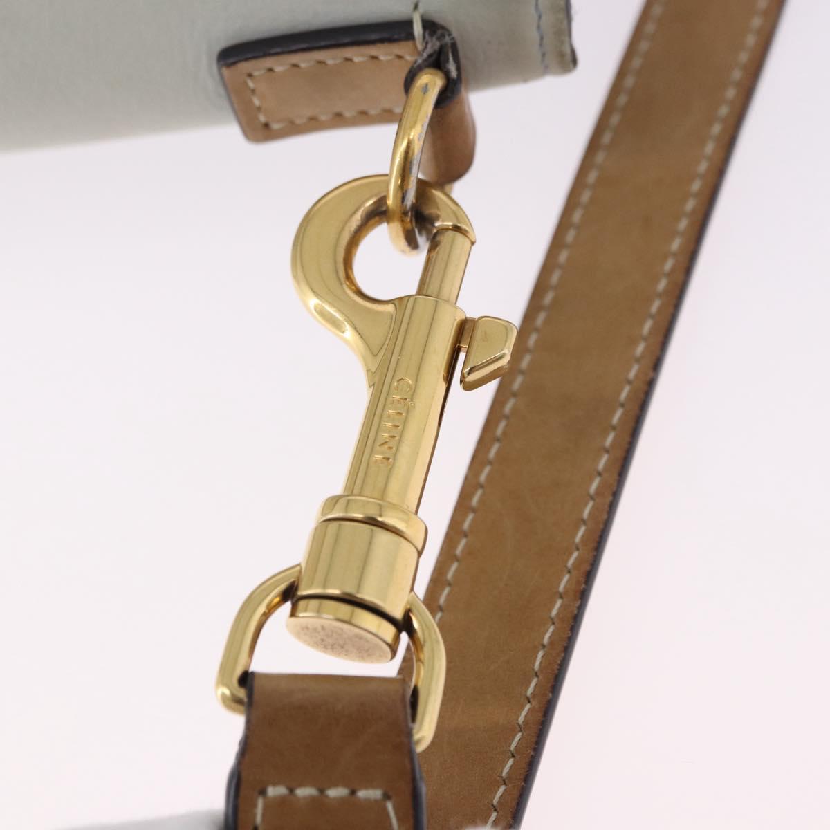 CELINE Luggage Nano Hand Bag Leather Suede 2way Beige Gold Auth ka5649A