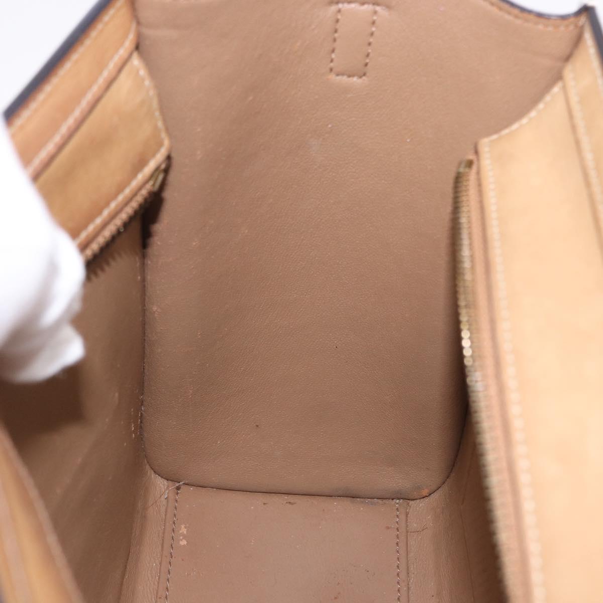 CELINE Luggage Nano Hand Bag Leather Suede 2way Beige Gold Auth ka5649A