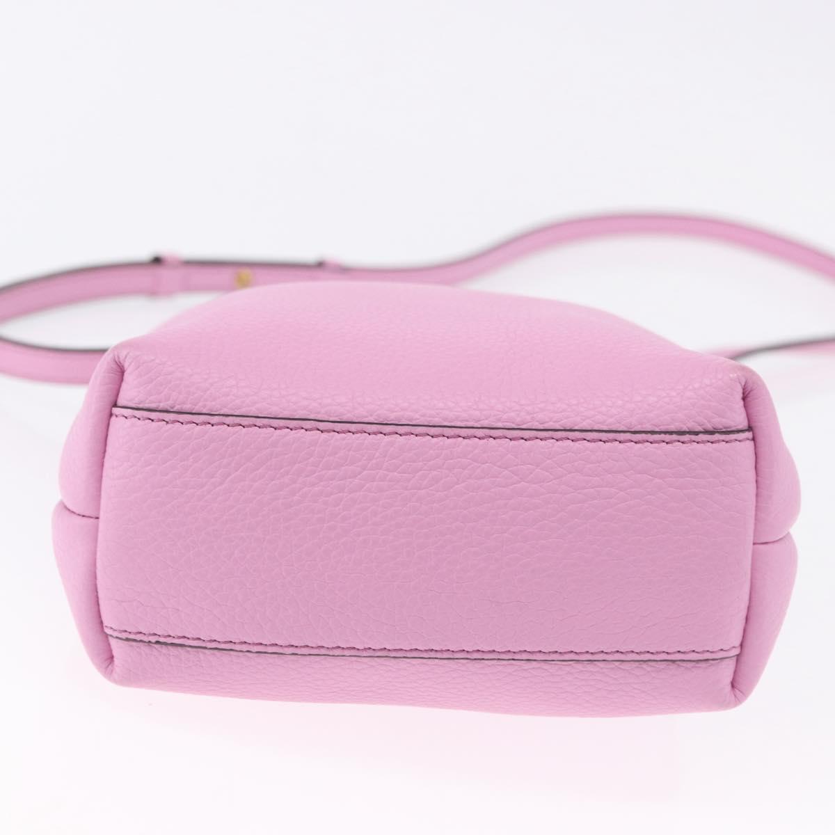 Salvatore Ferragamo Gancini Hand Bag Leather 2way Pink Gold Auth ka5650V