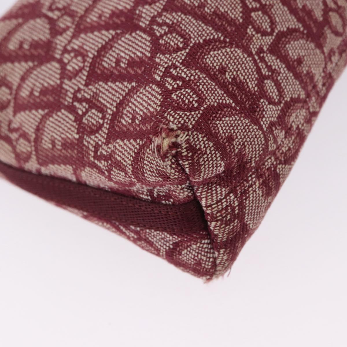 Christian Dior Trotter Canvas Accessory Pouch Red Silver Auth ka5653