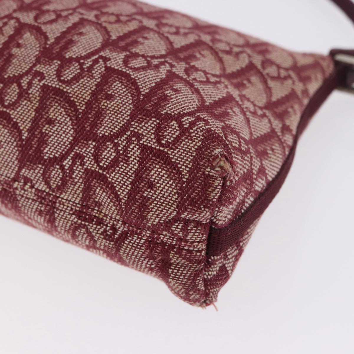 Christian Dior Trotter Canvas Accessory Pouch Red Silver Auth ka5653