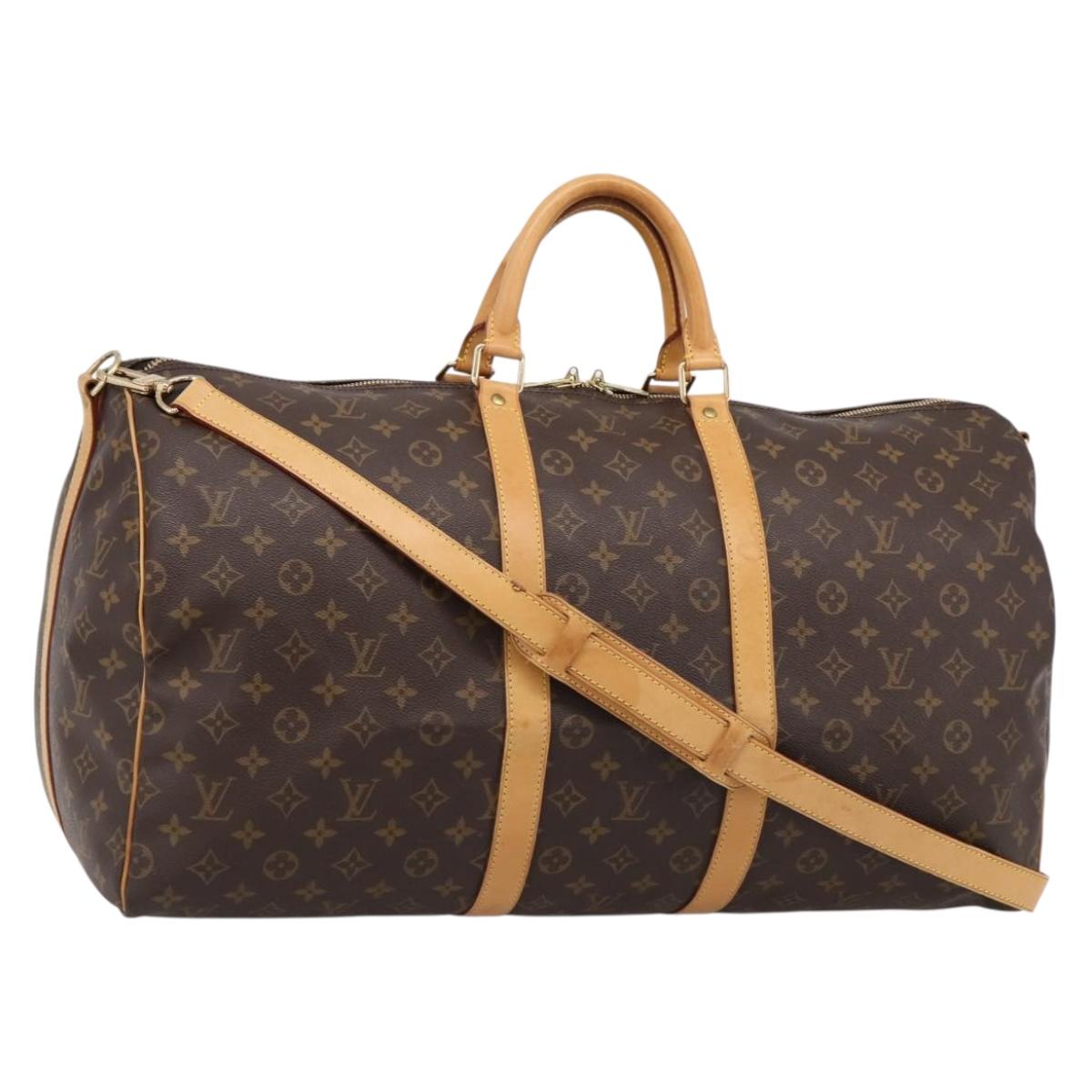 LOUIS VUITTON Monogram Keepall Bandouliere 55 Boston Bag M41414 LV Auth ka5656A