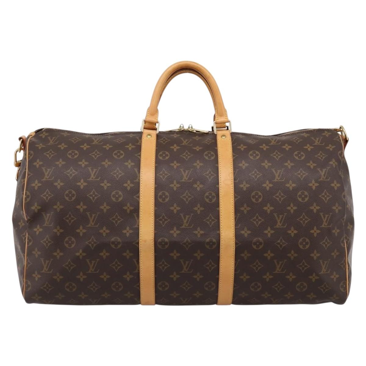 LOUIS VUITTON Monogram Keepall Bandouliere 55 Boston Bag M41414 LV Auth ka5656A