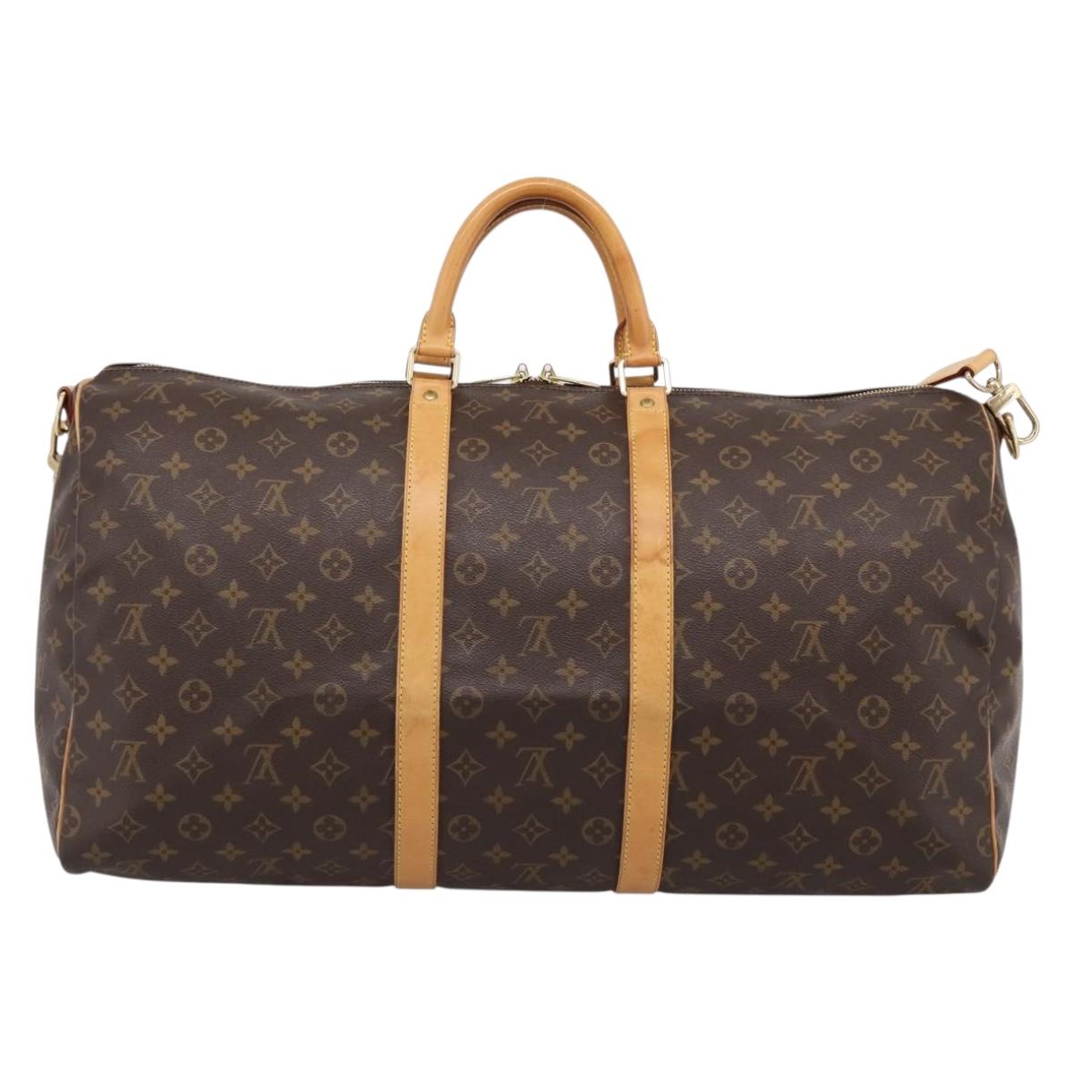 LOUIS VUITTON Monogram Keepall Bandouliere 55 Boston Bag M41414 LV Auth ka5656A