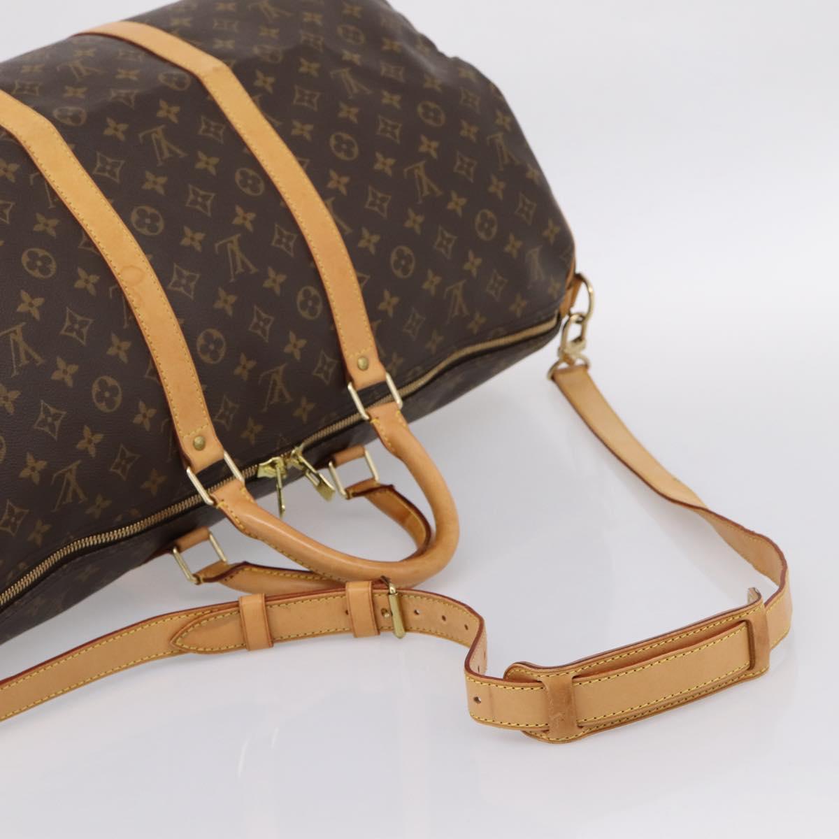 LOUIS VUITTON Monogram Keepall Bandouliere 55 Boston Bag M41414 LV Auth ka5656A