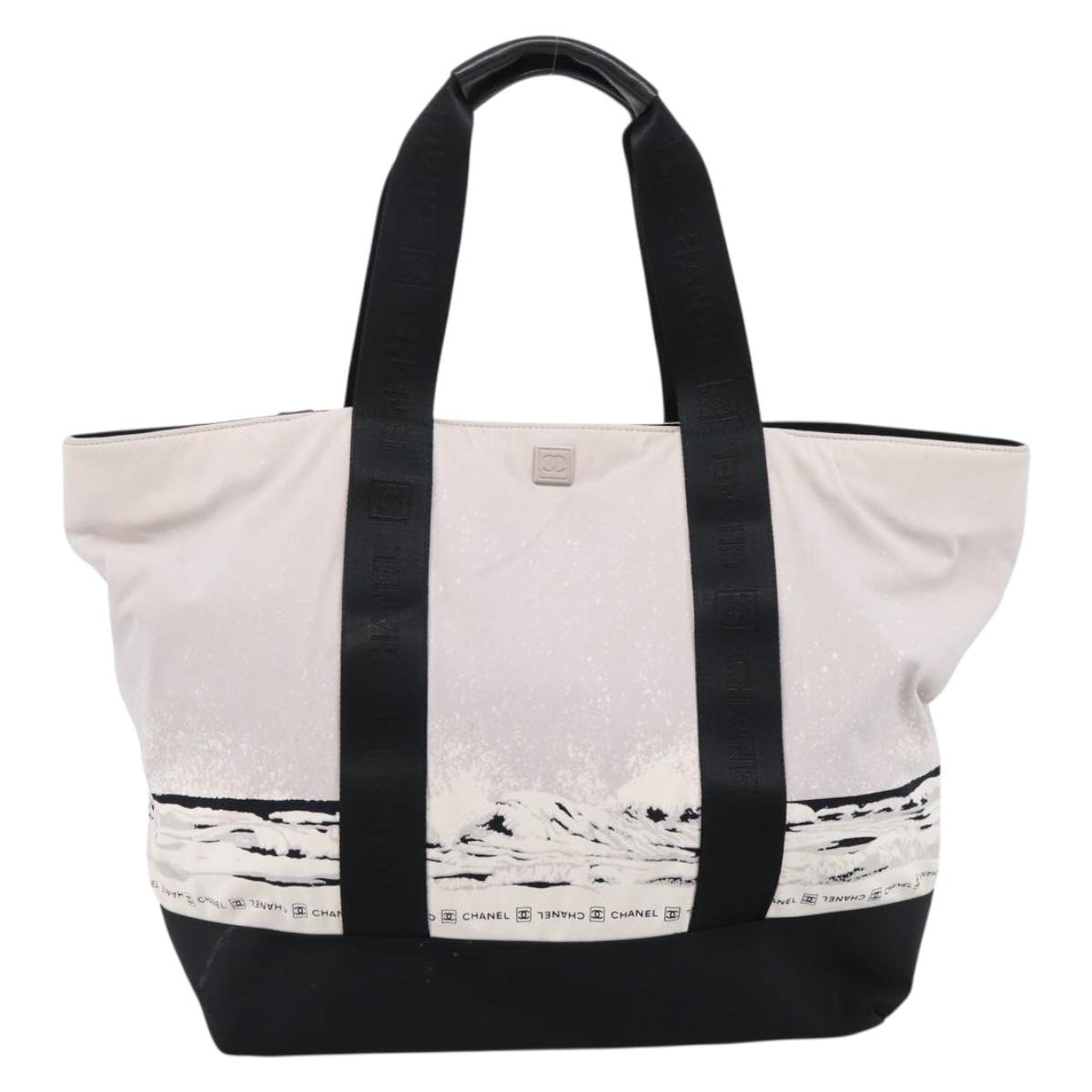 CHANEL Sports High Summer Hand Bag Nylon Black Silver CC Auth ka5657V