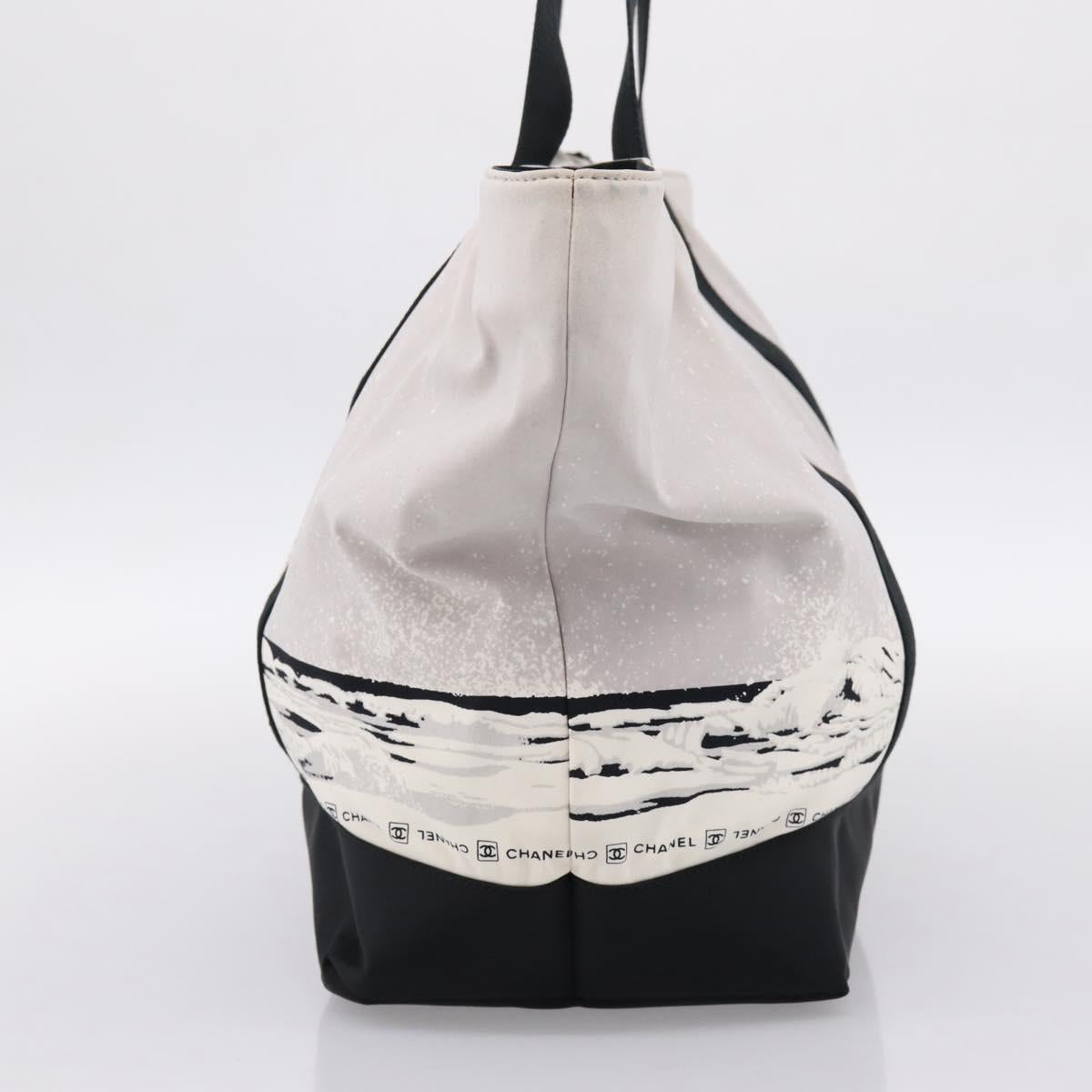 CHANEL Sports High Summer Hand Bag Nylon Black Silver CC Auth ka5657V